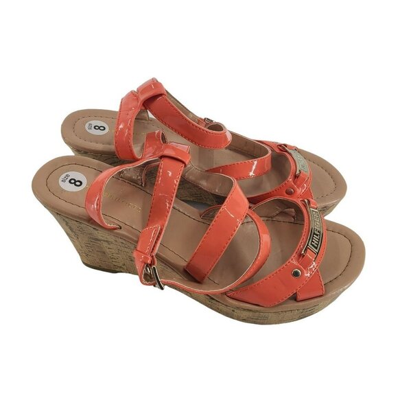 Tommy Hilfiger Cork Wedge Sandal Pink Size 8 - Picture 1 of 9